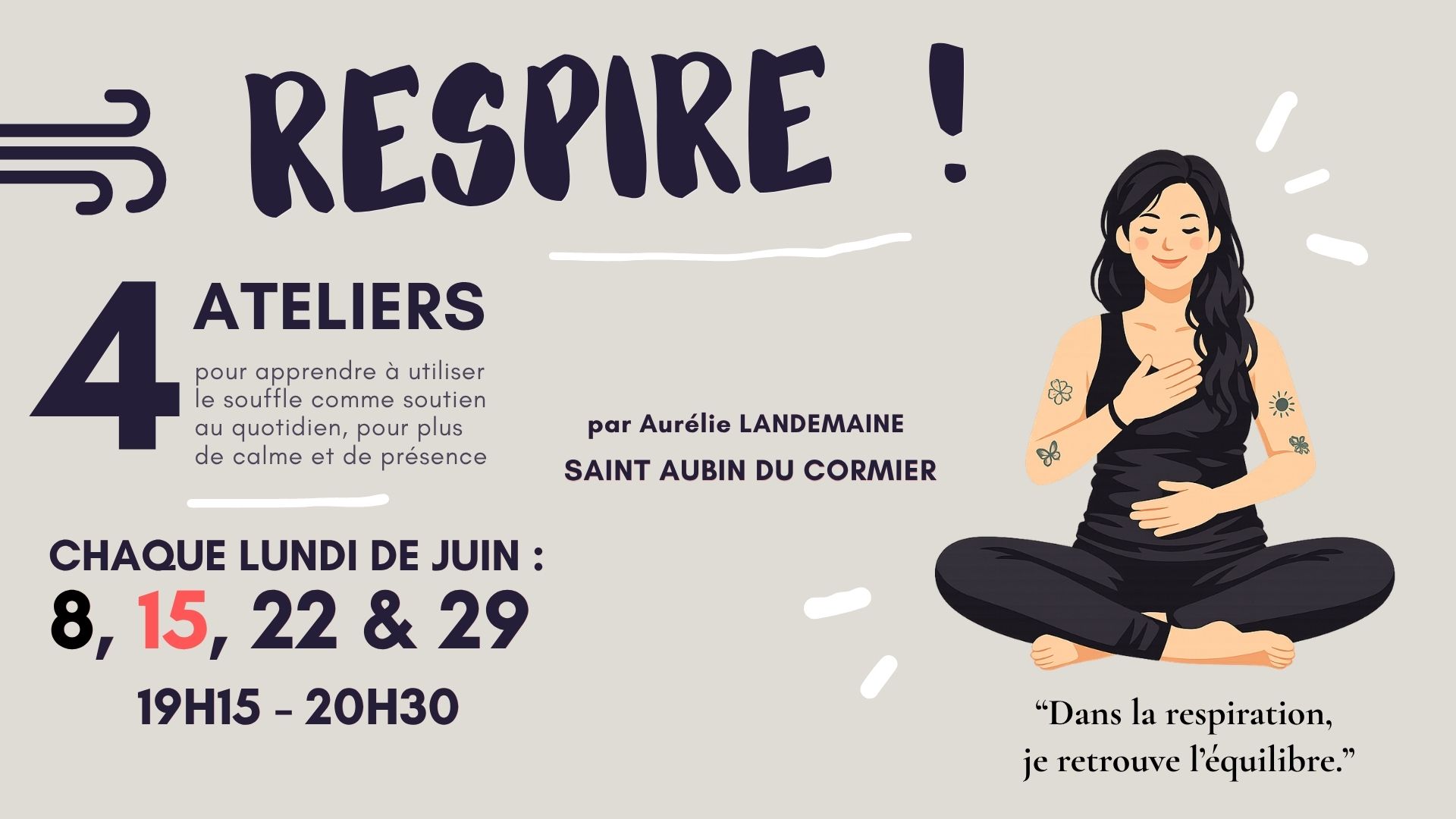 Atelier respiration chez Odona la maison du bien etre à saint aubin du cormier